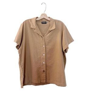 Big Bud Press Button Down Up Shirt Tan Short Sleeve Brown Los Angeles Made